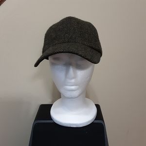 ORVIS MENS WOOL TWEED BASEBALL CAP ADJUSTABLE LEATHER STRAP